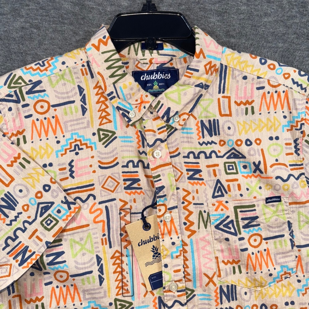Chubbies The Disco Deserts Button Down Slub Poplin Friday Shirt Mens Large NEW